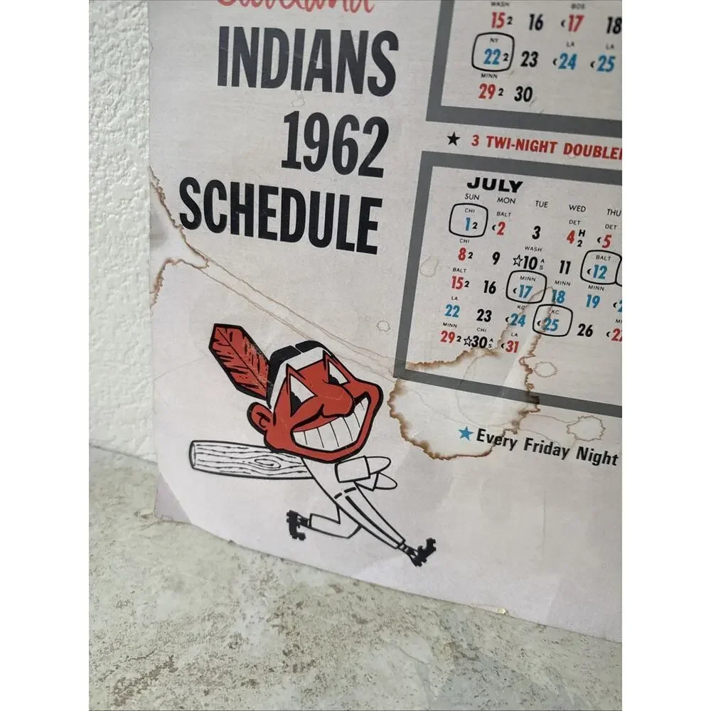 1962 Cleveland Indians baseball Sketchbook large size 21 1/2